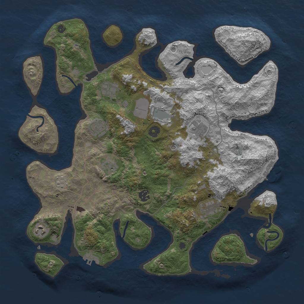 Rust Map: Procedural Map, Size: 4000, Seed: 1819421995, 17 Monuments