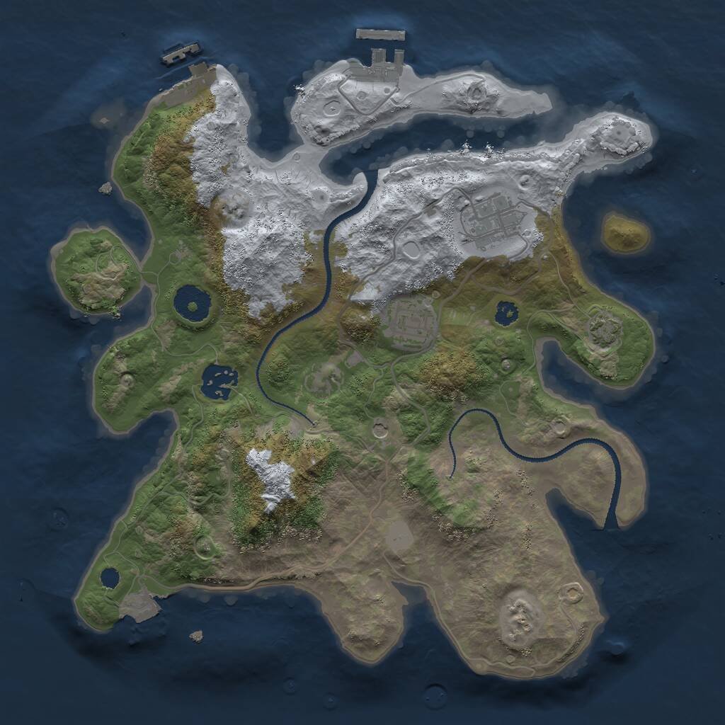 Rust Map: Procedural Map, Size: 3000, Seed: 25764745, 8 Monuments