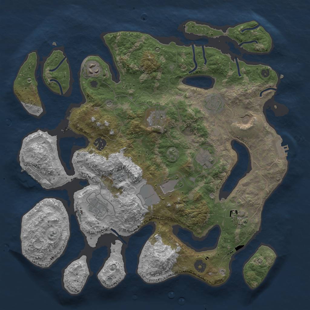 Rust Map: Procedural Map, Size: 3800, Seed: 1827089153, 18 Monuments