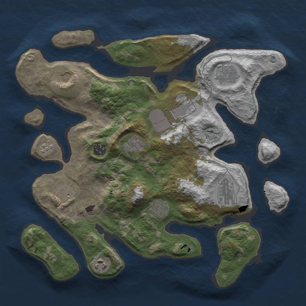 Rust Map: Barren, Size: 3500, Seed: 1654308726, 13 Monuments