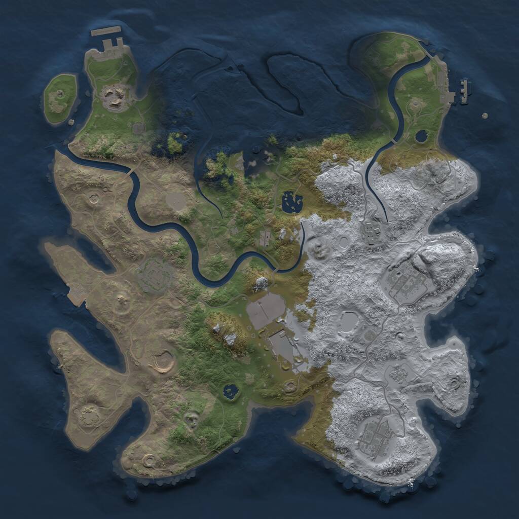 Rust Map: Procedural Map, Size: 3500, Seed: 561711179, 15 Monuments