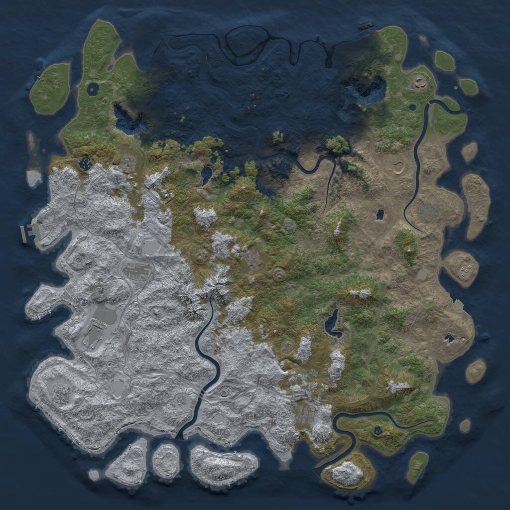 Rust Map: Procedural Map, Size: 6000, Seed: 36, 17 Monuments