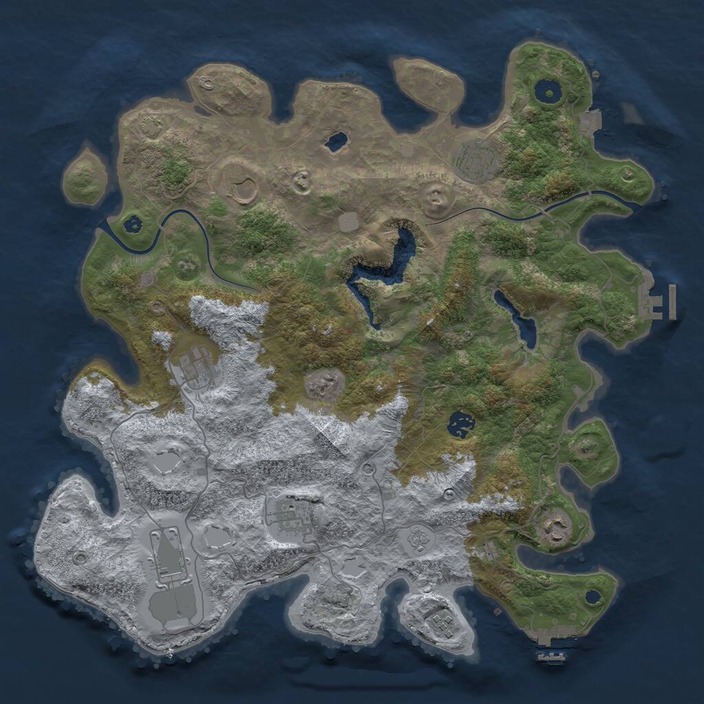 Rust Map: Procedural Map, Size: 4000, Seed: 1080798303, 14 Monuments