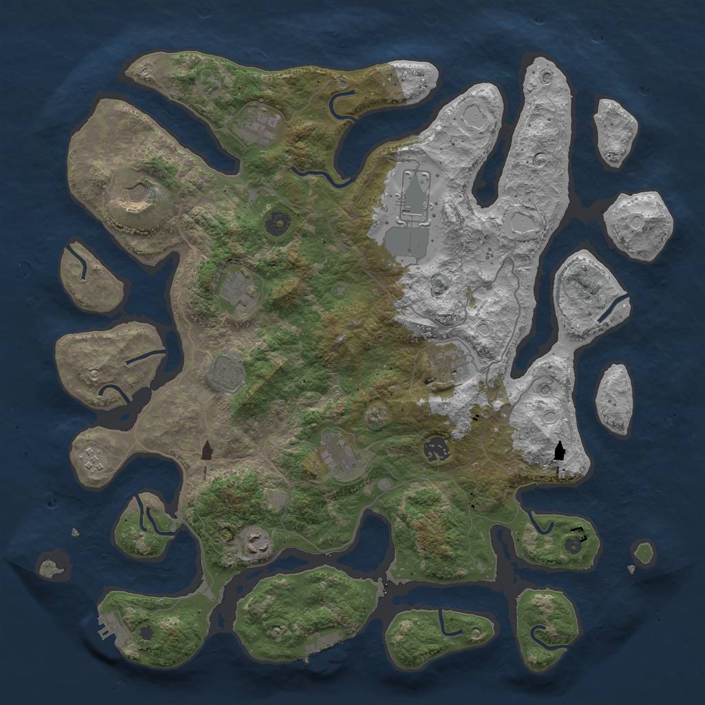 Rust Map: Procedural Map, Size: 4250, Seed: 2051147766, 18 Monuments