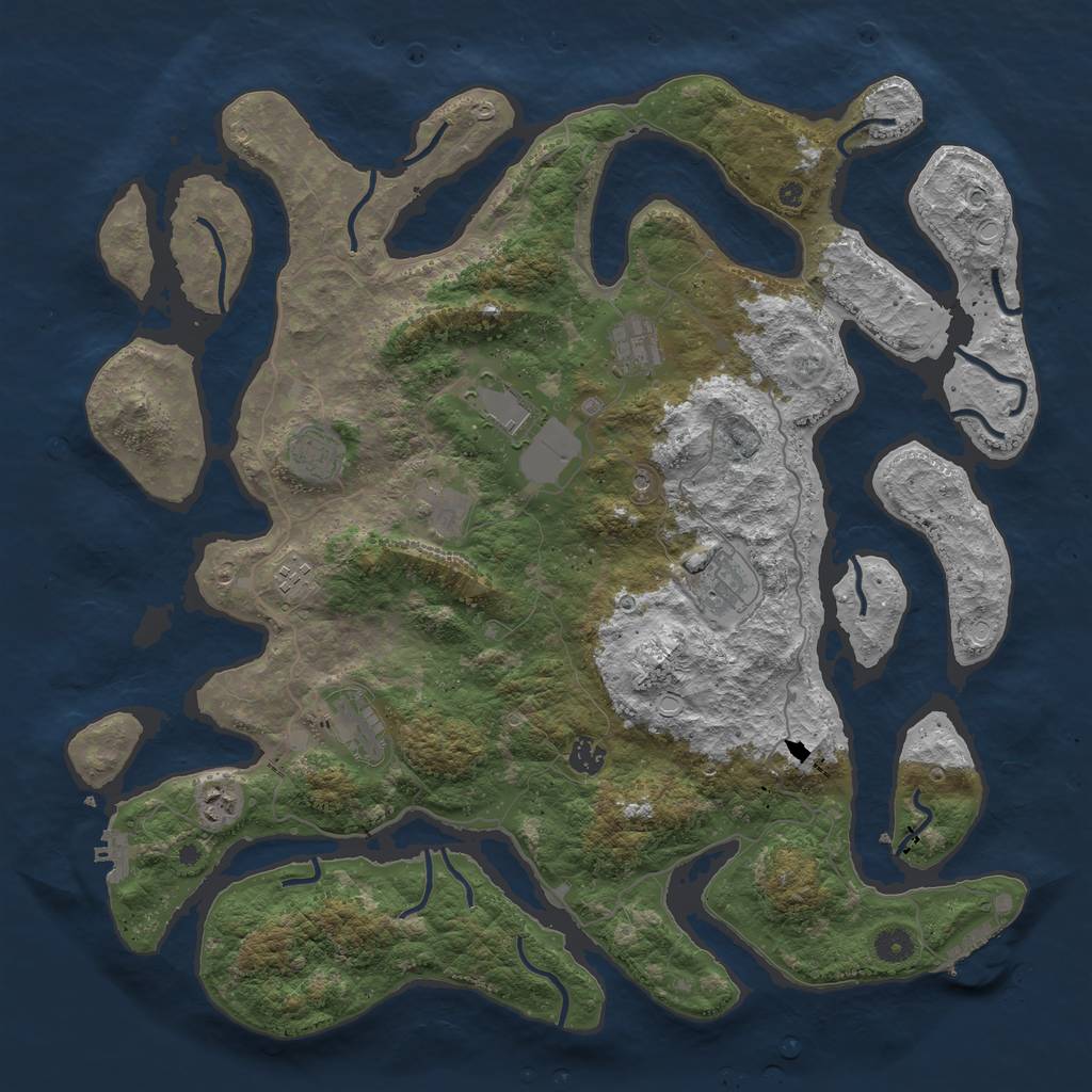 Rust Map: Procedural Map, Size: 4500, Seed: 2227, 17 Monuments