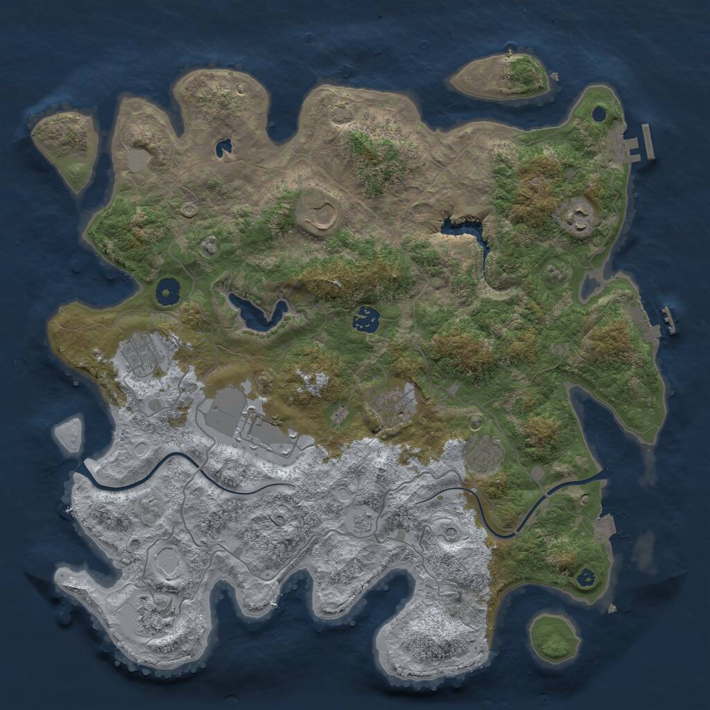 Rust Map: Procedural Map, Size: 4000, Seed: 1923556991, 14 Monuments