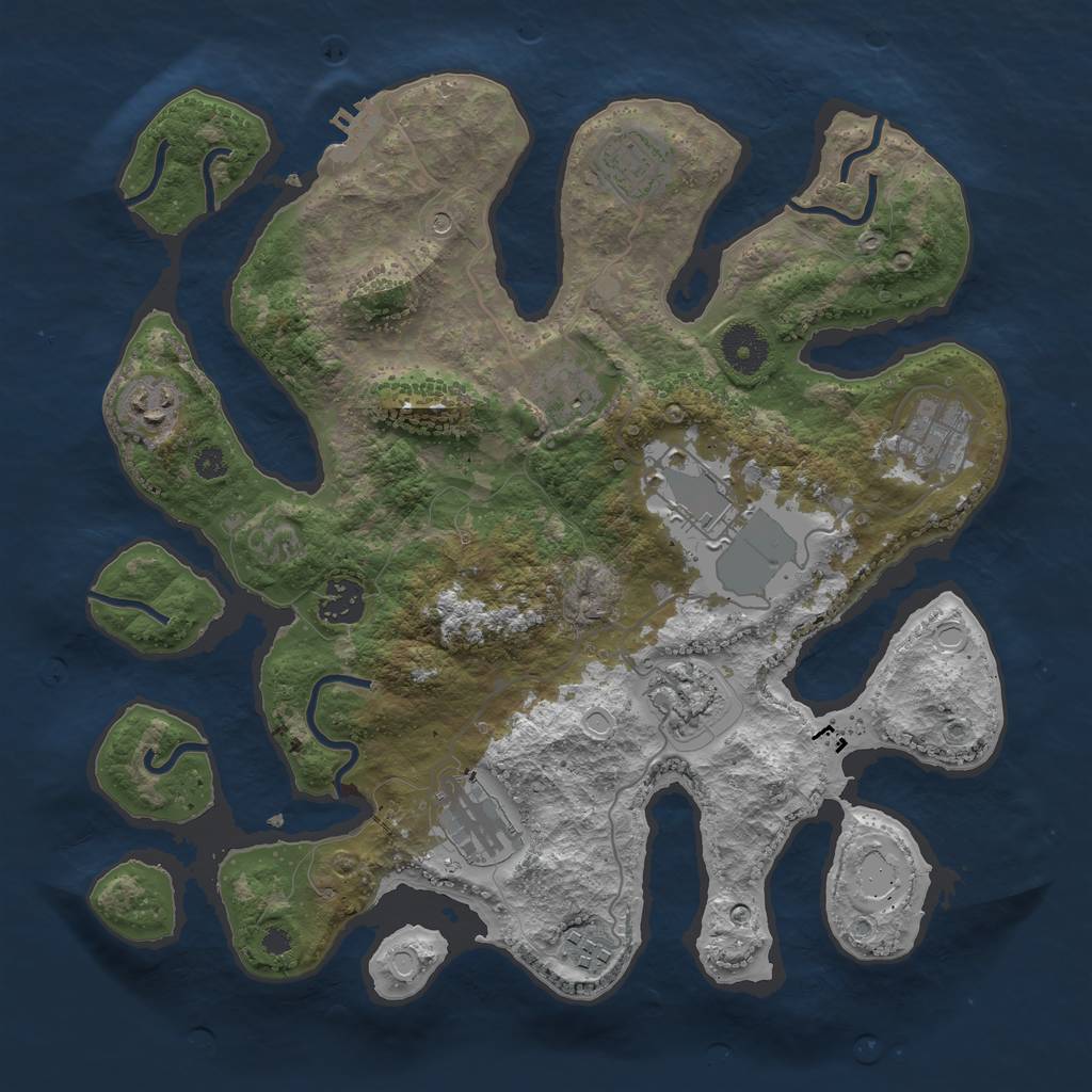 Rust Map: Procedural Map, Size: 3500, Seed: 407545, 16 Monuments