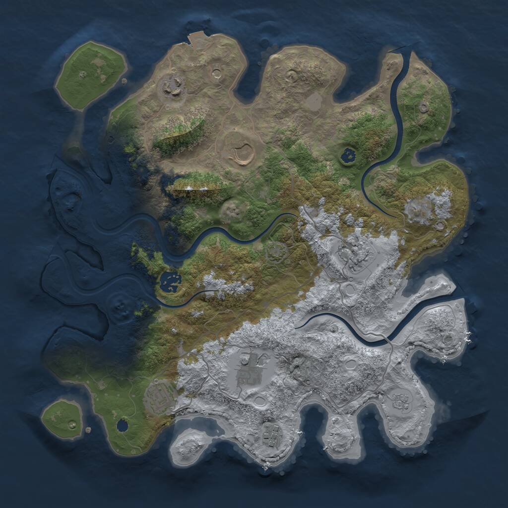 Rust Map: Procedural Map, Size: 3500, Seed: 407545, 11 Monuments