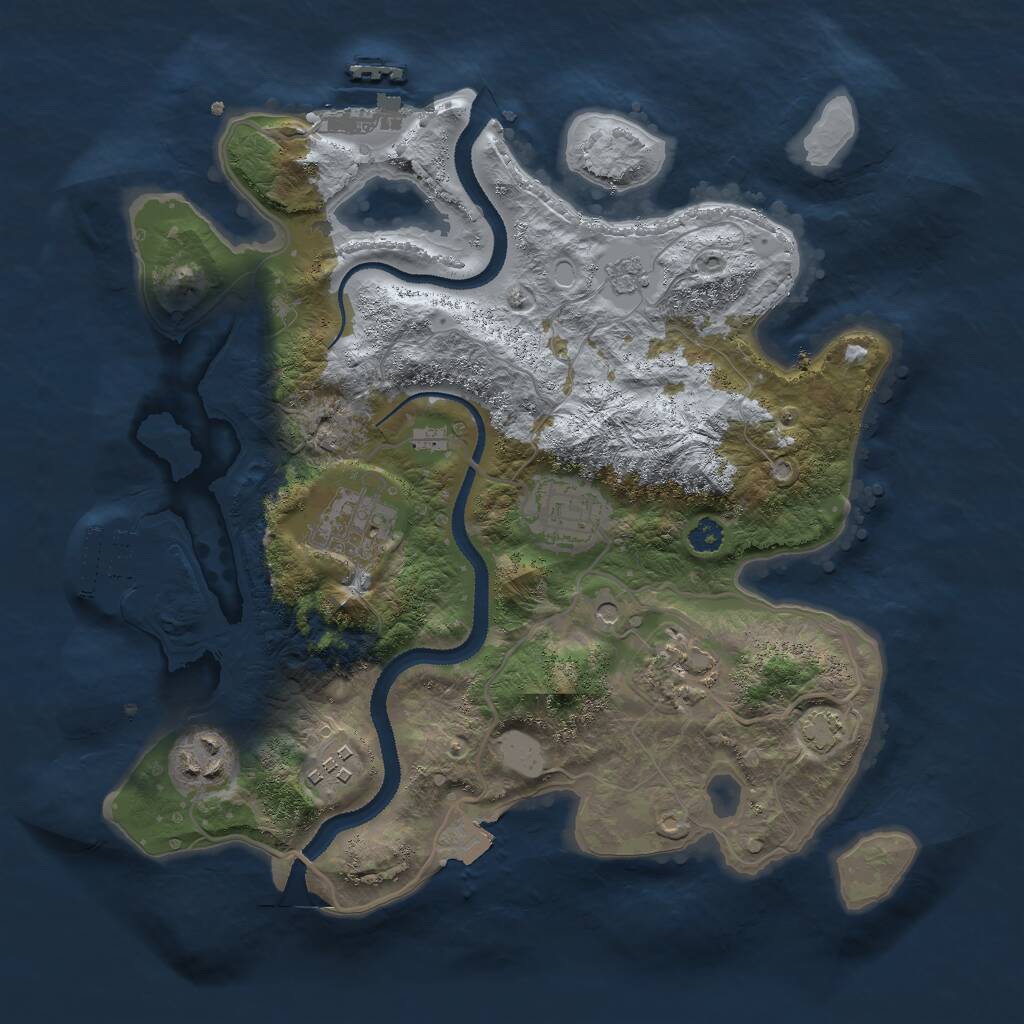 Rust Map: Procedural Map, Size: 3000, Seed: 1624772154, 11 Monuments