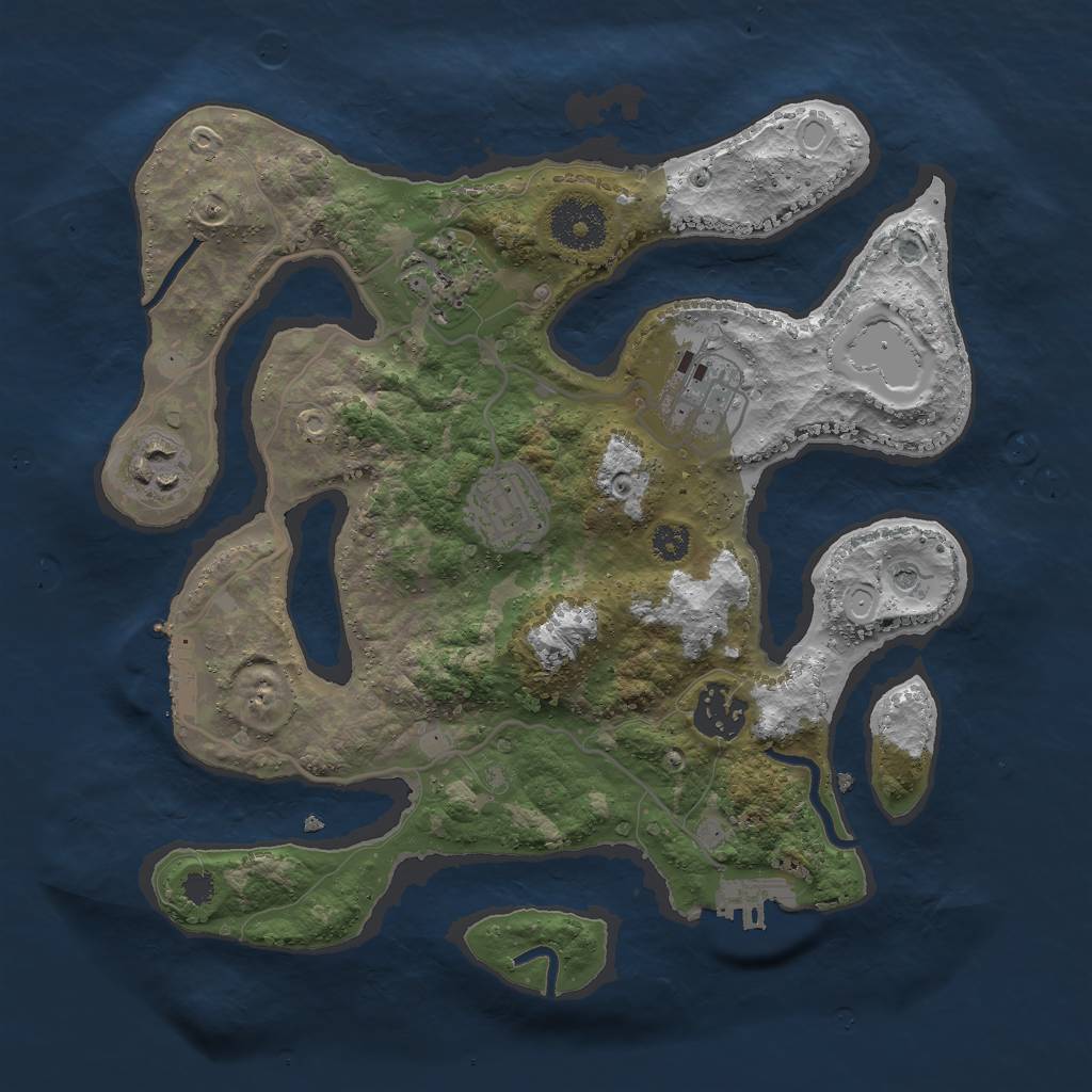 Rust Map: Procedural Map, Size: 3000, Seed: 173428732, 13 Monuments