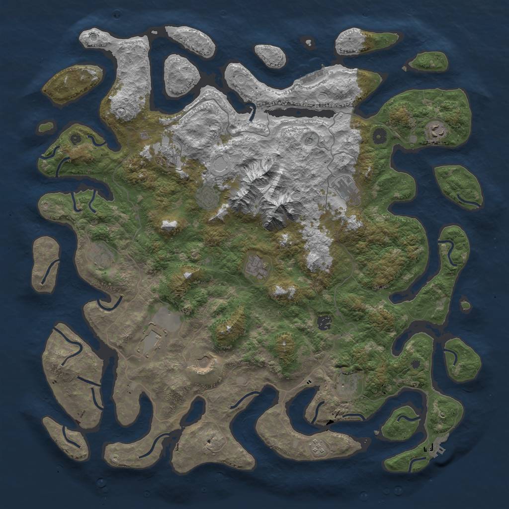 Rust Map: Procedural Map, Size: 5000, Seed: 728287, 19 Monuments