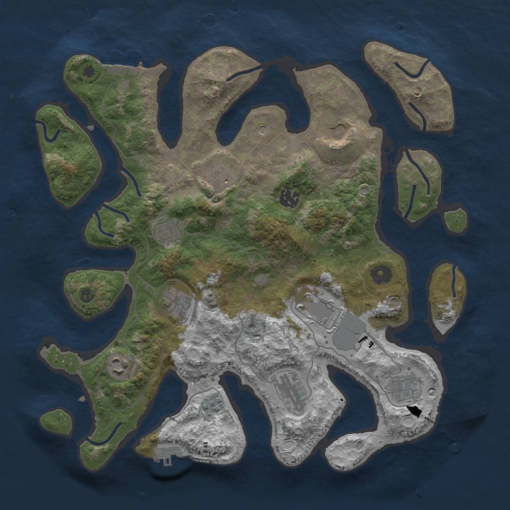 Rust Map: Procedural Map, Size: 3750, Seed: 4747213, 18 Monuments