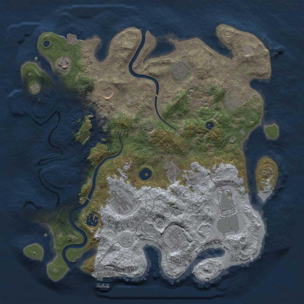 Rust Map: Procedural Map, Size: 3750, Seed: 4747213, 16 Monuments