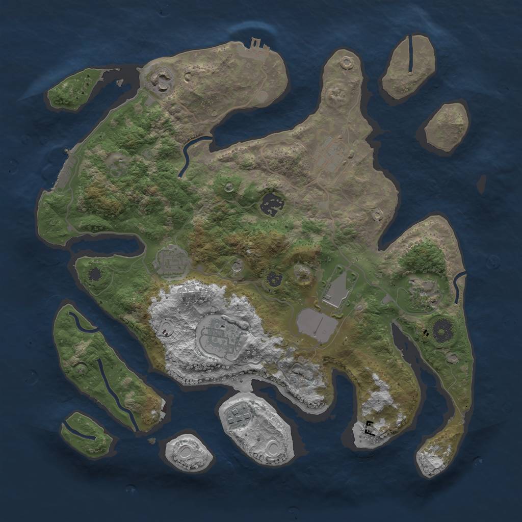 Rust Map: Procedural Map, Size: 3500, Seed: 1527076, 16 Monuments