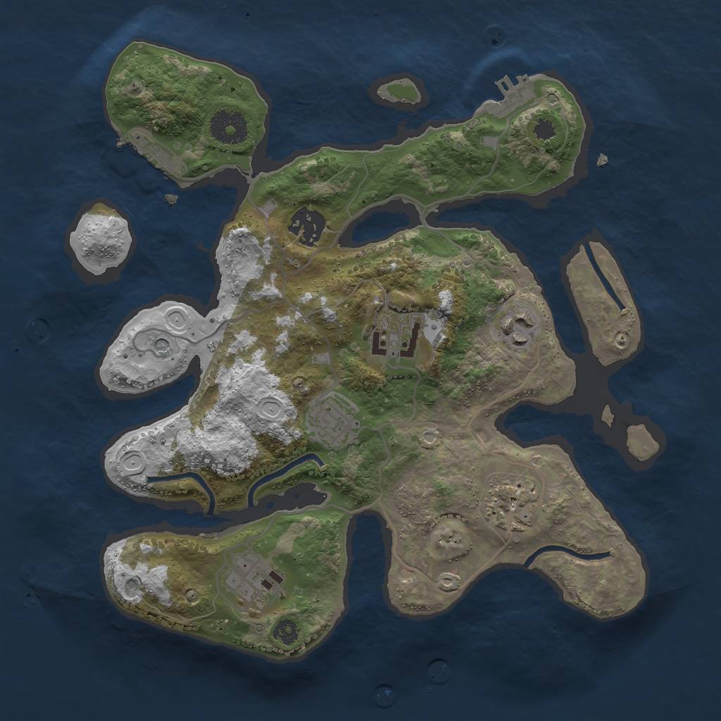 Rust Map: Procedural Map, Size: 3000, Seed: 694206969, 14 Monuments