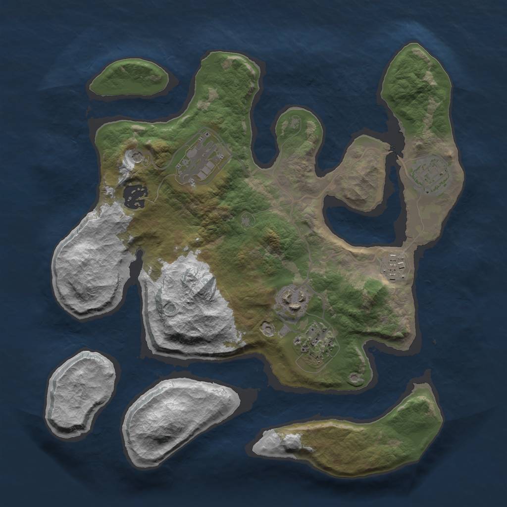 Rust Map: Barren, Size: 3000, Seed: 970956026, 9 Monuments