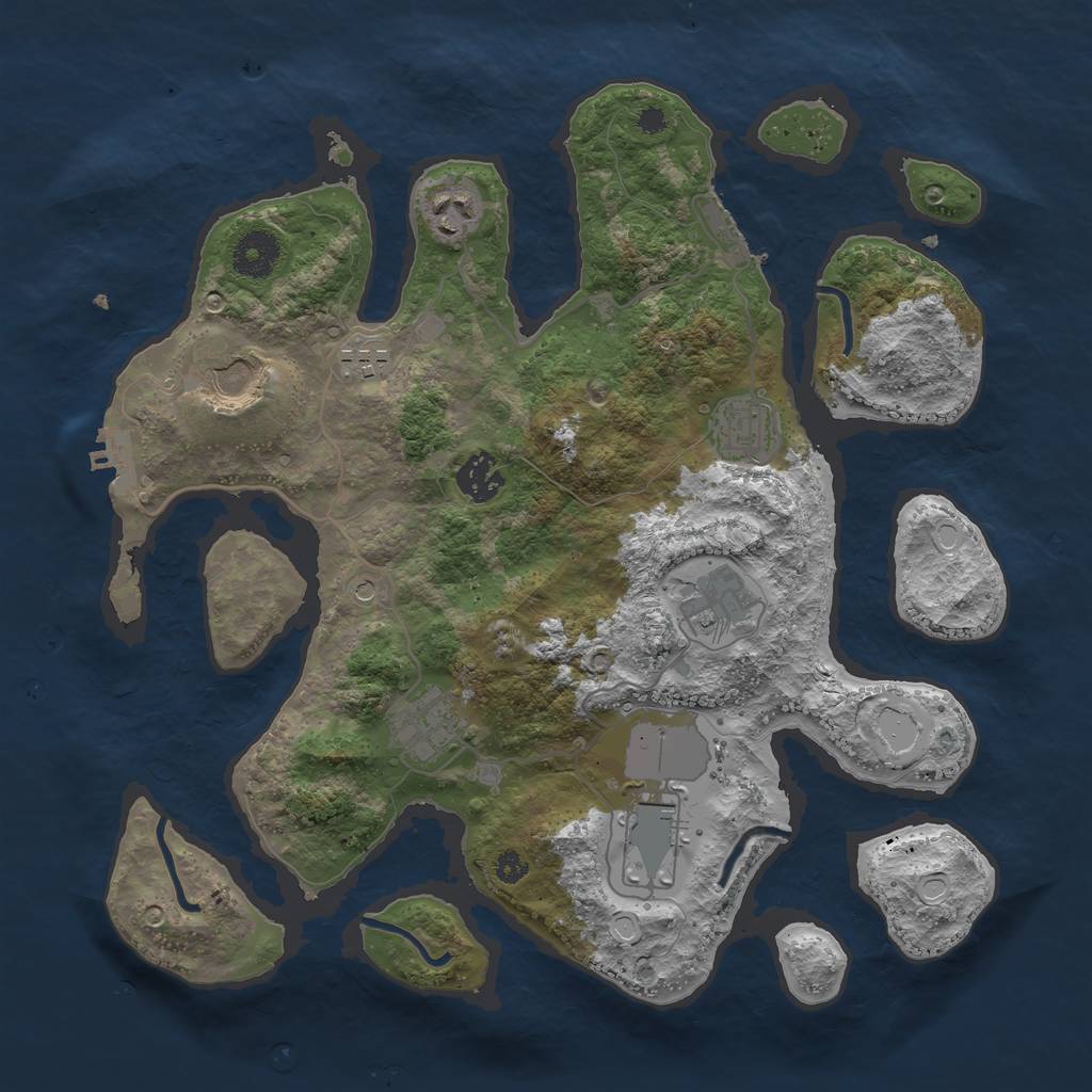 Rust Map: Procedural Map, Size: 3500, Seed: 571634055, 16 Monuments