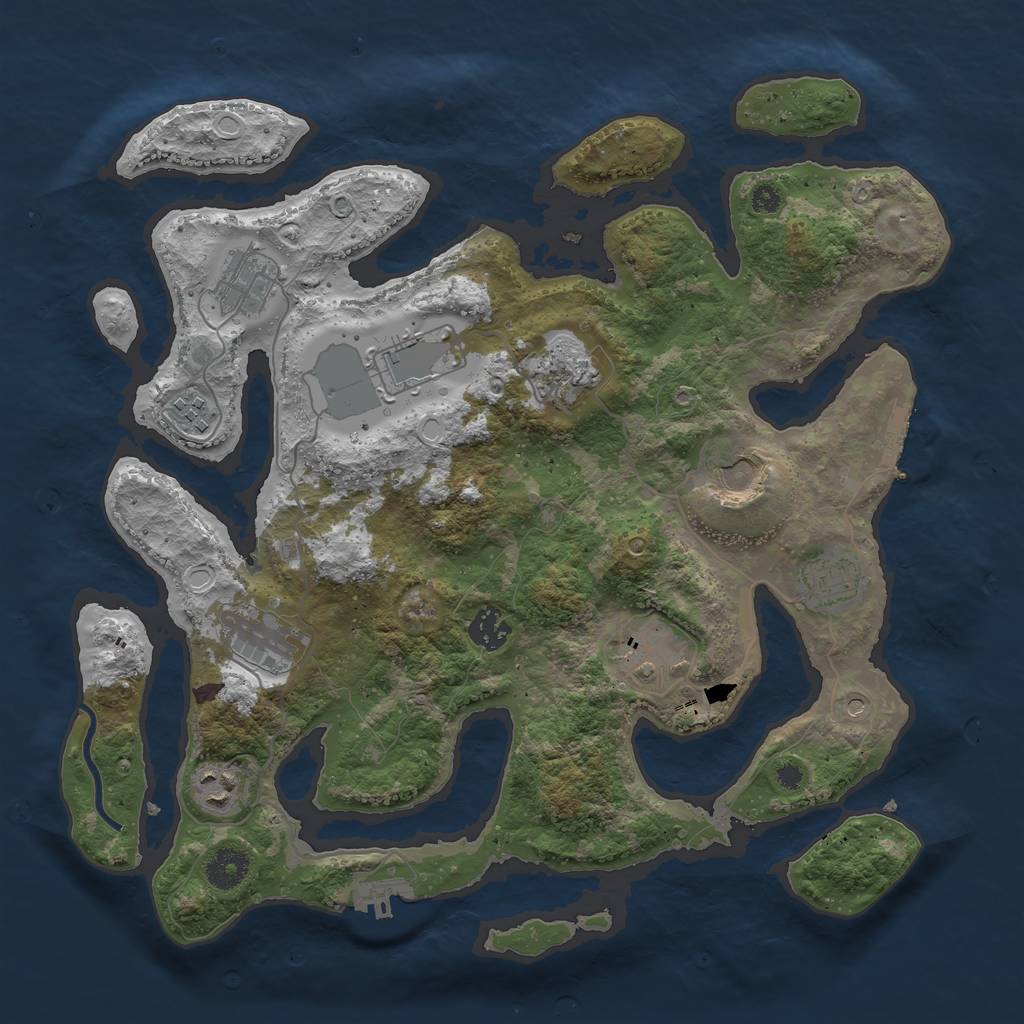 Rust Map: Procedural Map, Size: 3700, Seed: 662413468, 18 Monuments