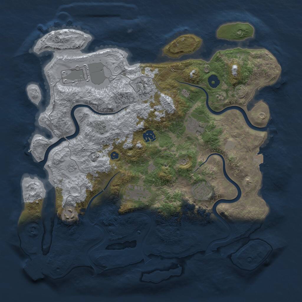 Rust Map: Procedural Map, Size: 3700, Seed: 662413468, 13 Monuments