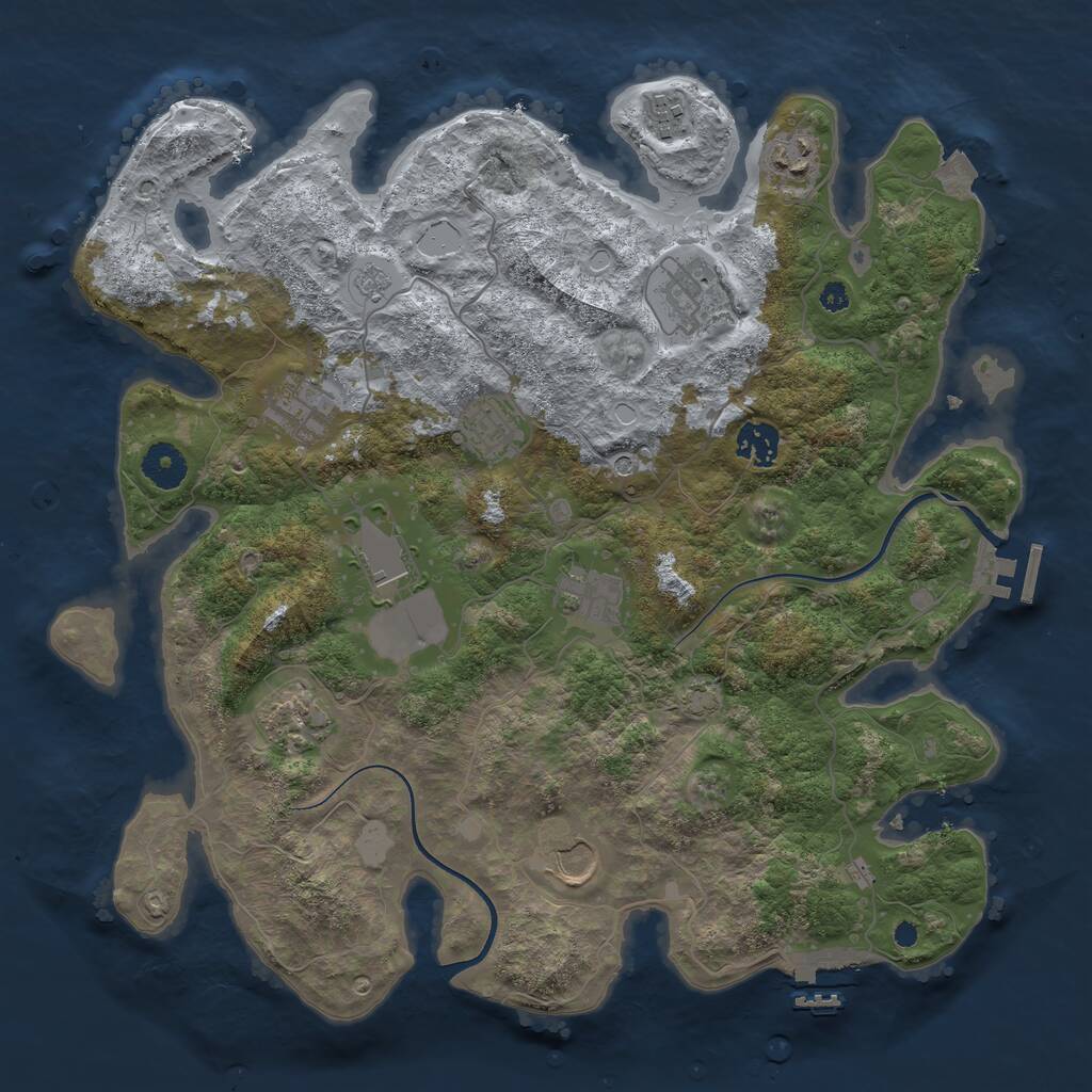 Rust Map: Procedural Map, Size: 3700, Seed: 1166482922, 16 Monuments