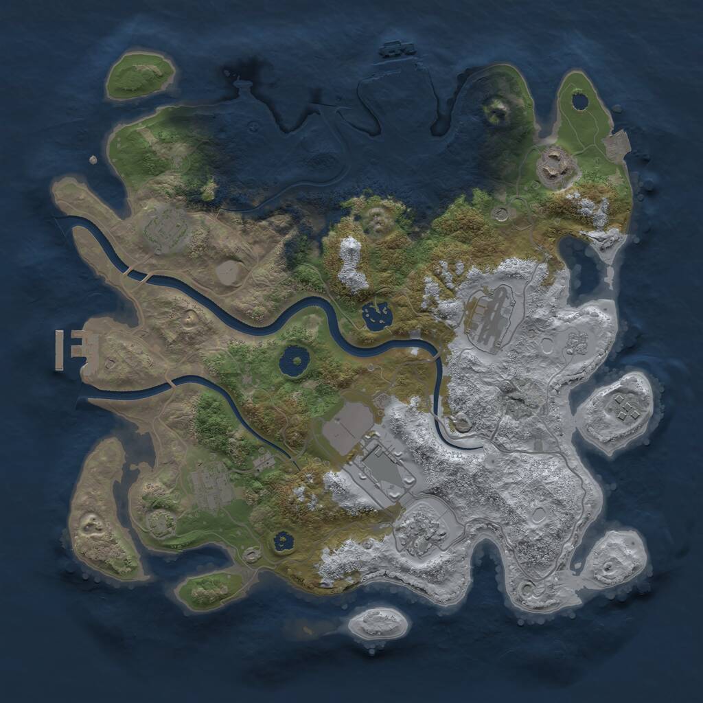 Rust Map: Procedural Map, Size: 3500, Seed: 234556, 14 Monuments