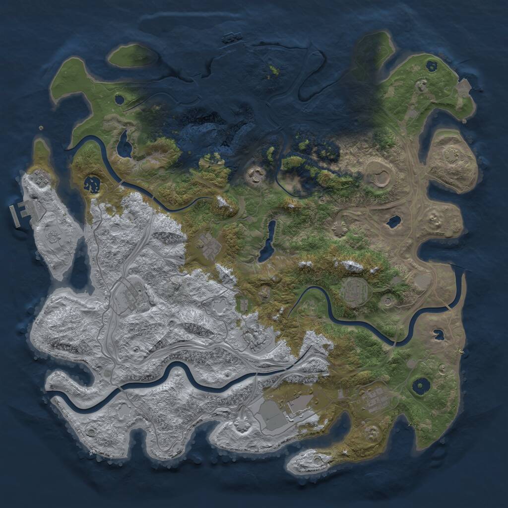 Rust Map: Procedural Map, Size: 4500, Seed: 1722594372, 16 Monuments