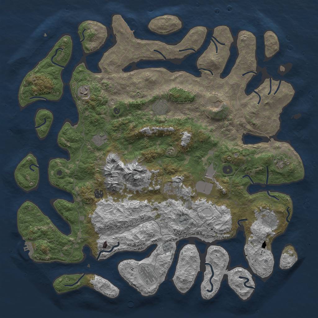 Rust Map: Procedural Map, Size: 5000, Seed: 2137314499, 19 Monuments