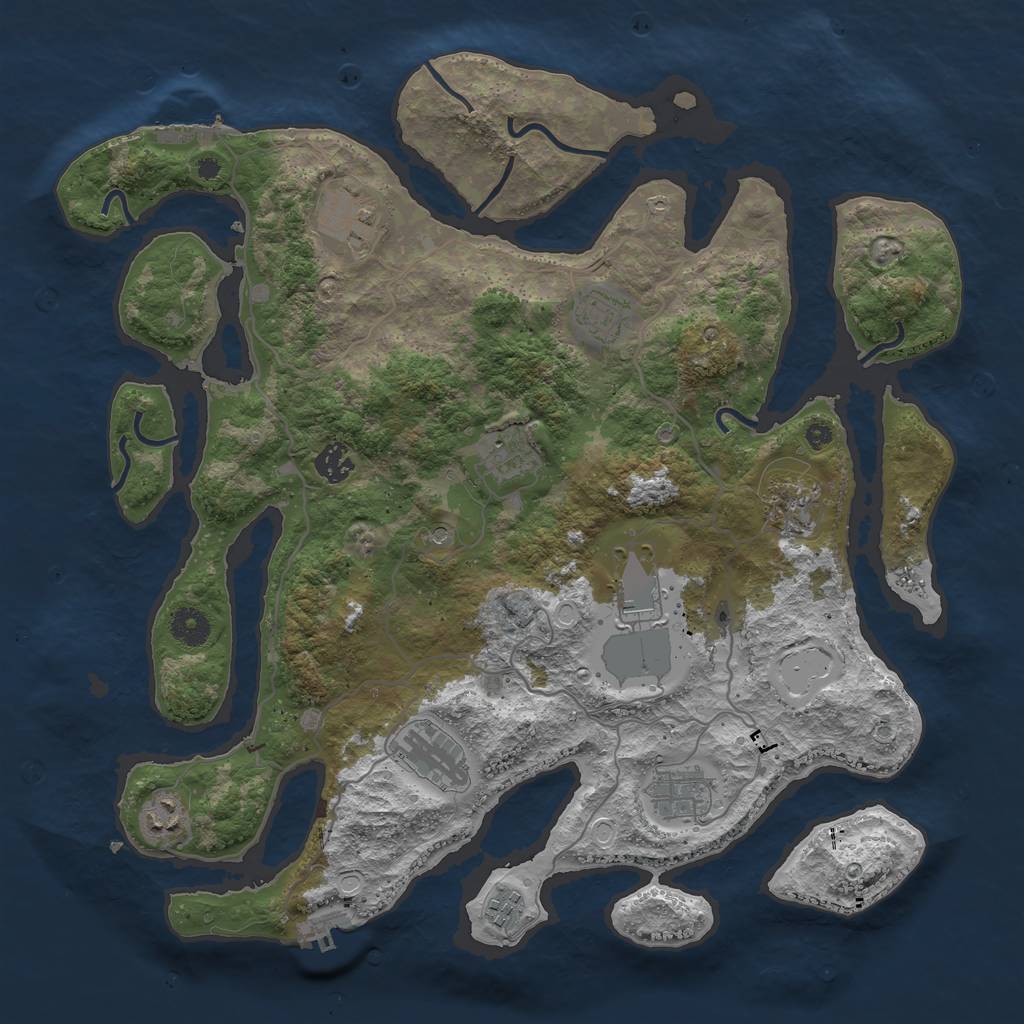Rust Map: Procedural Map, Size: 4000, Seed: 42313, 18 Monuments