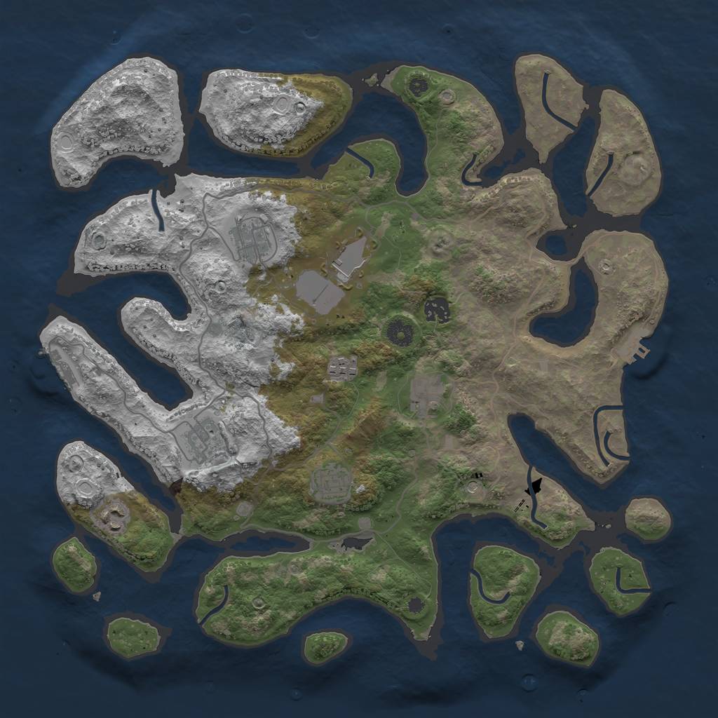 Rust Map: Procedural Map, Size: 4000, Seed: 846998969, 16 Monuments