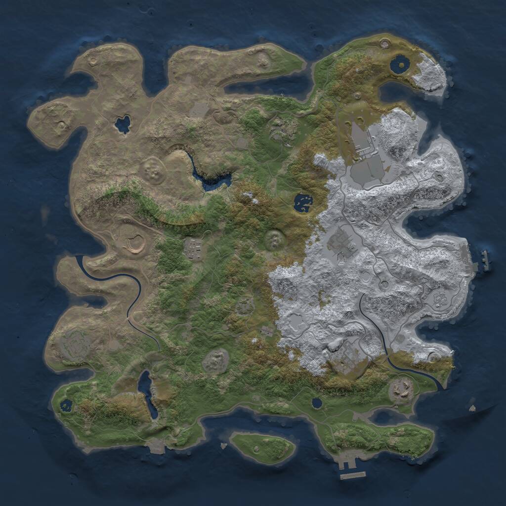 Rust Map: Procedural Map, Size: 4000, Seed: 133705, 15 Monuments