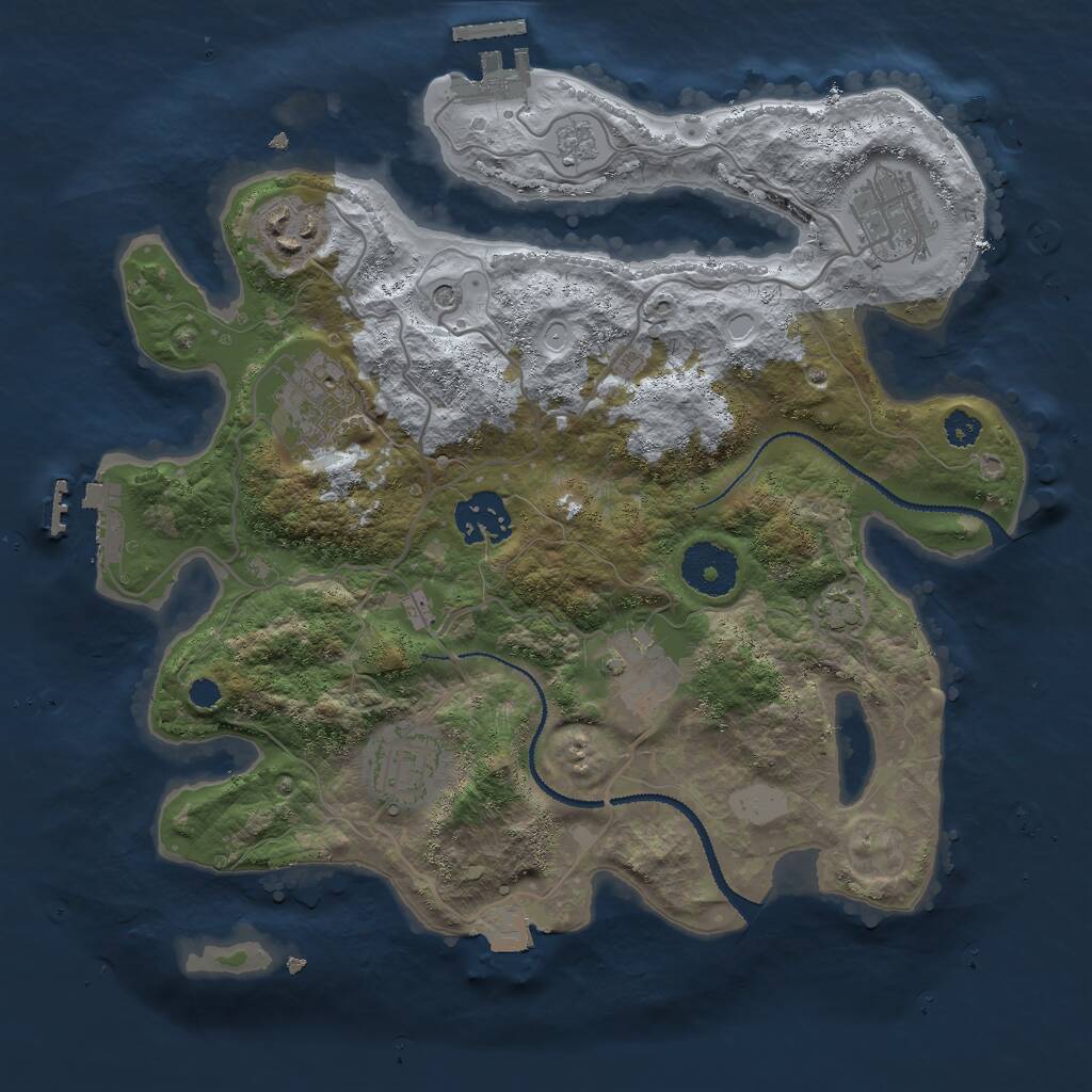 Rust Map: Procedural Map, Size: 3000, Seed: 1492936941, 12 Monuments