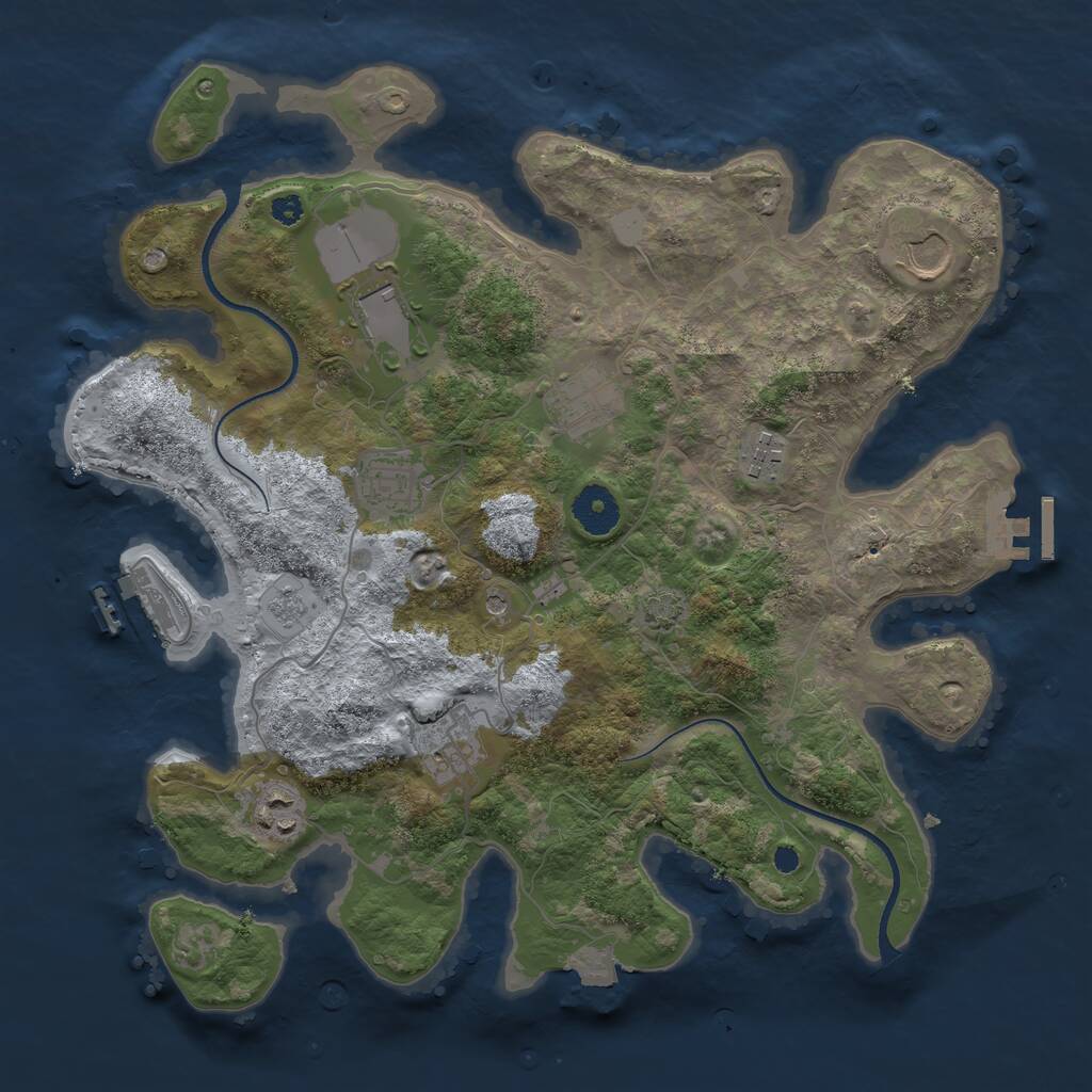 Rust Map: Procedural Map, Size: 3500, Seed: 193728514, 13 Monuments