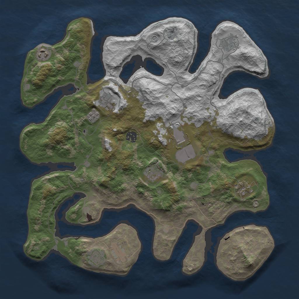 Rust Map: Barren, Size: 4000, Seed: 1470101958, 13 Monuments