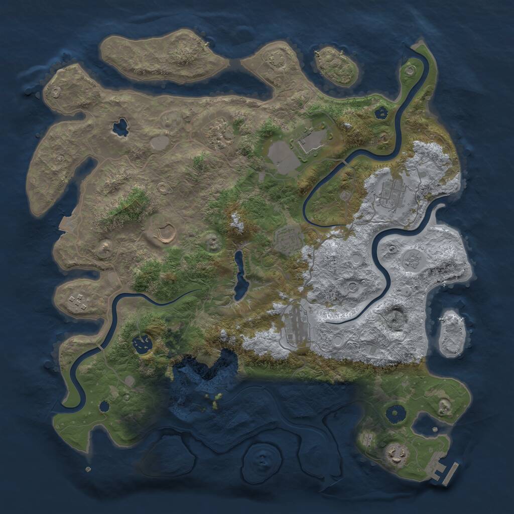Rust Map: Procedural Map, Size: 4050, Seed: 1738681334, 14 Monuments