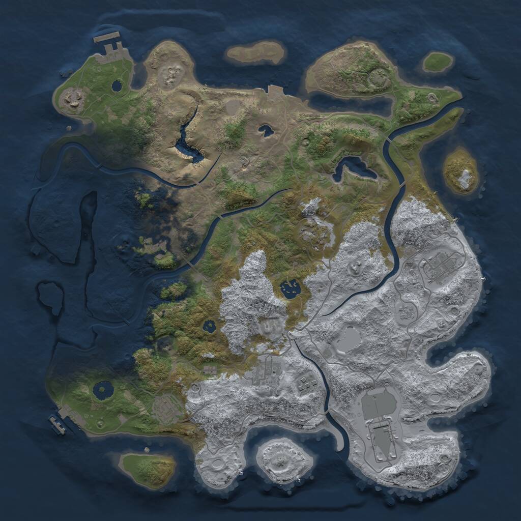 Rust Map: Procedural Map, Size: 4000, Seed: 2712, 15 Monuments