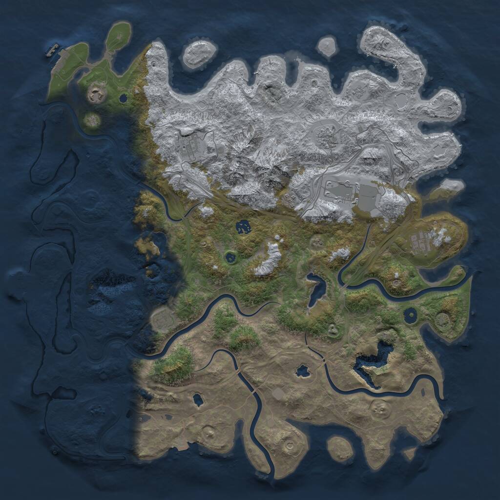 Rust Map: Procedural Map, Size: 5000, Seed: 32434, 14 Monuments