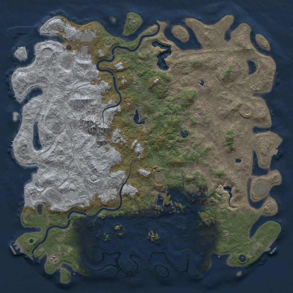 Rust Map: Procedural Map, Size: 6000, Seed: 85499643, 17 Monuments