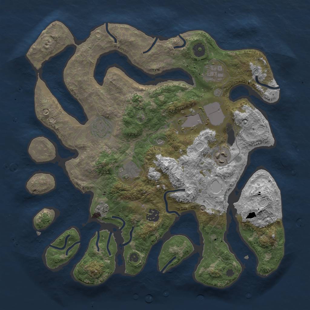 Rust Map: Procedural Map, Size: 3500, Seed: 5872140, 13 Monuments