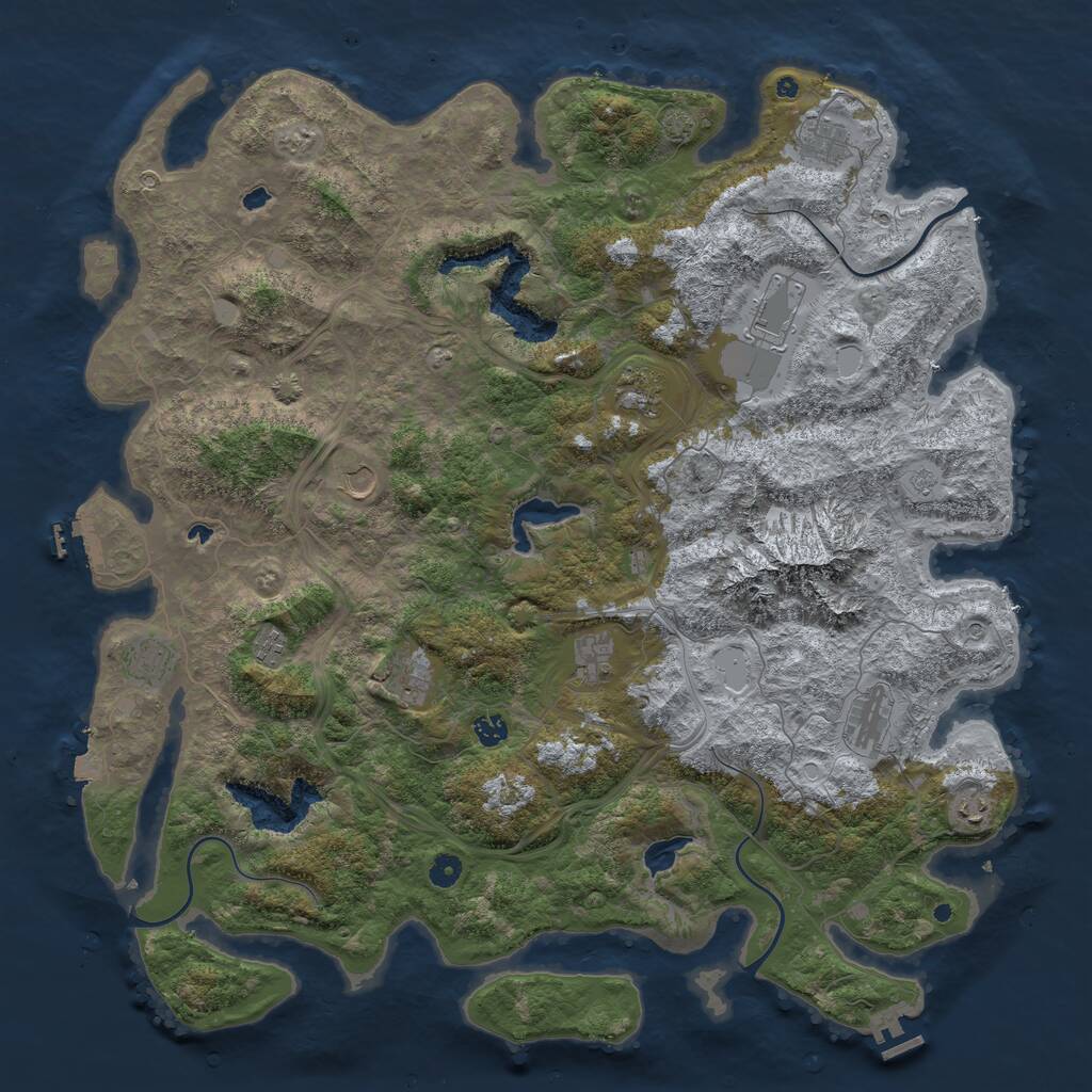 Rust Map: Procedural Map, Size: 5000, Seed: 2734, 17 Monuments
