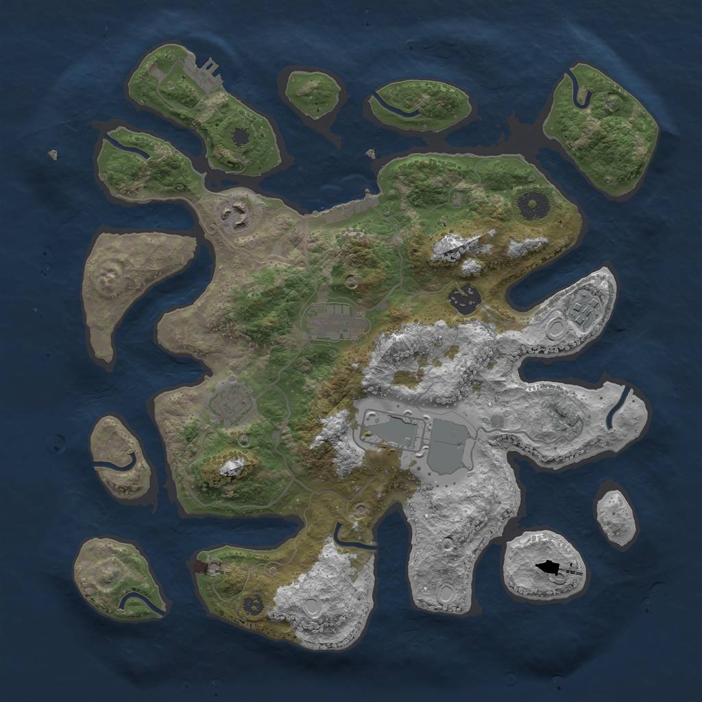 Rust Map: Procedural Map, Size: 3500, Seed: 648940715, 13 Monuments