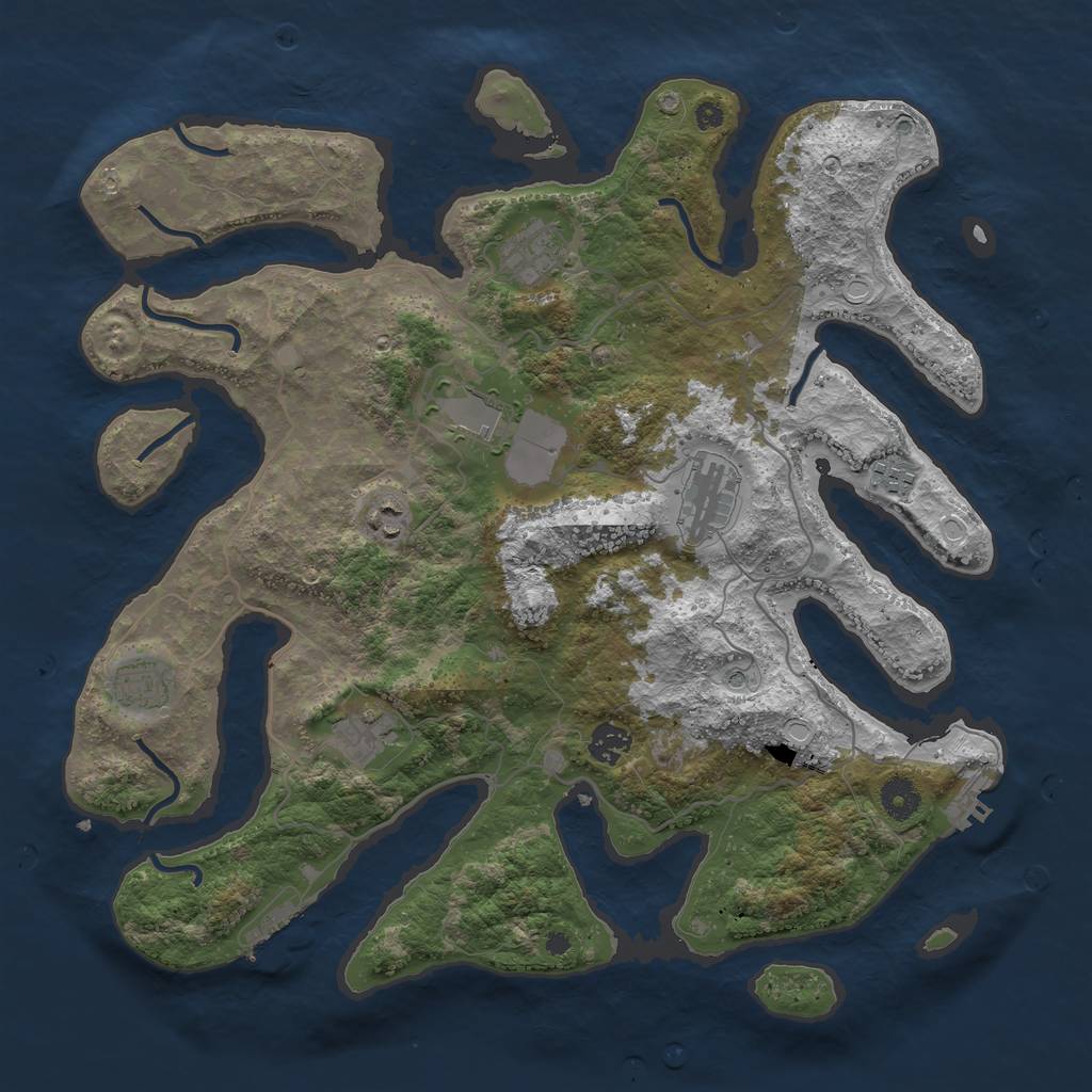 Rust Map: Procedural Map, Size: 4000, Seed: 4719808, 16 Monuments
