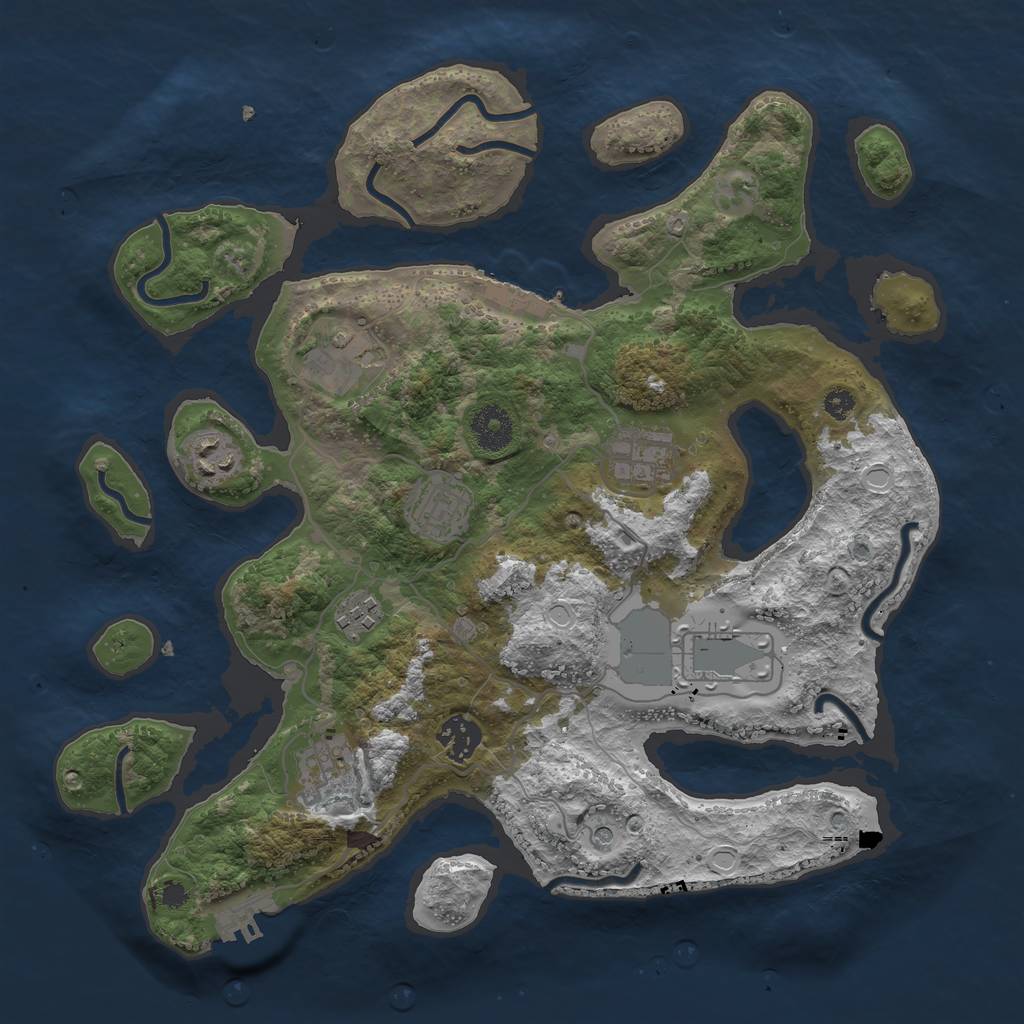 Rust Map: Procedural Map, Size: 3500, Seed: 359639643, 16 Monuments