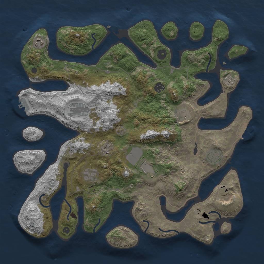 Rust Map: Procedural Map, Size: 4000, Seed: 92100697, 17 Monuments