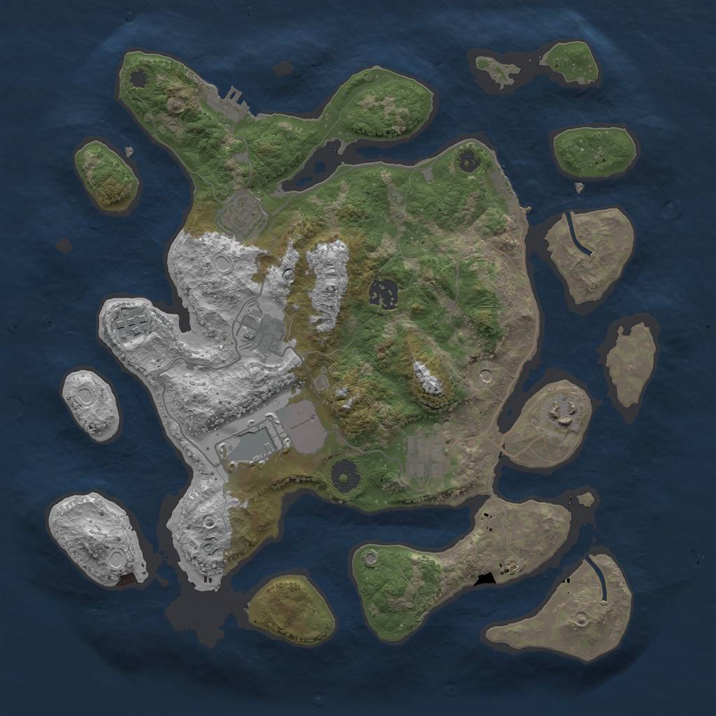 Rust Map: Procedural Map, Size: 3500, Seed: 408713749, 15 Monuments