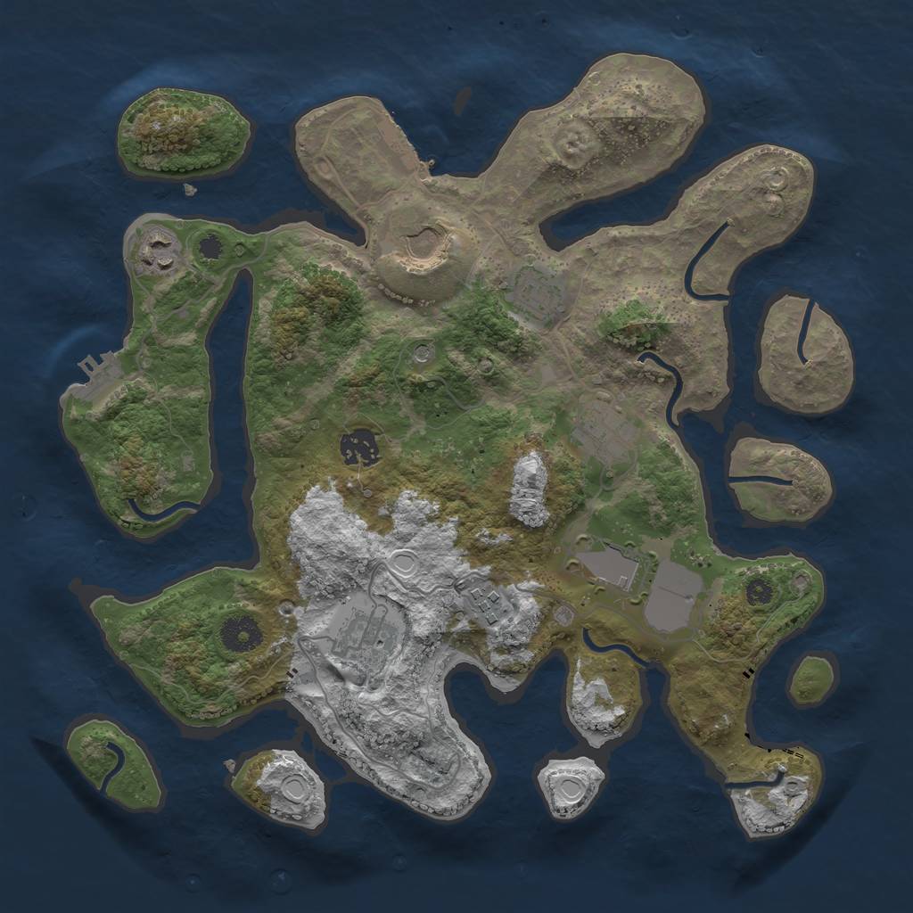 Rust Map: Procedural Map, Size: 3500, Seed: 15151, 16 Monuments