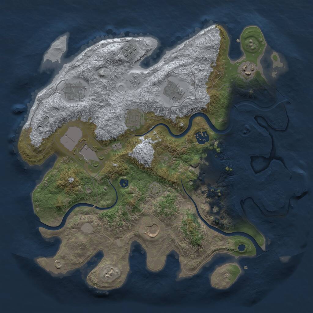 Rust Map: Procedural Map, Size: 3500, Seed: 445193520, 14 Monuments