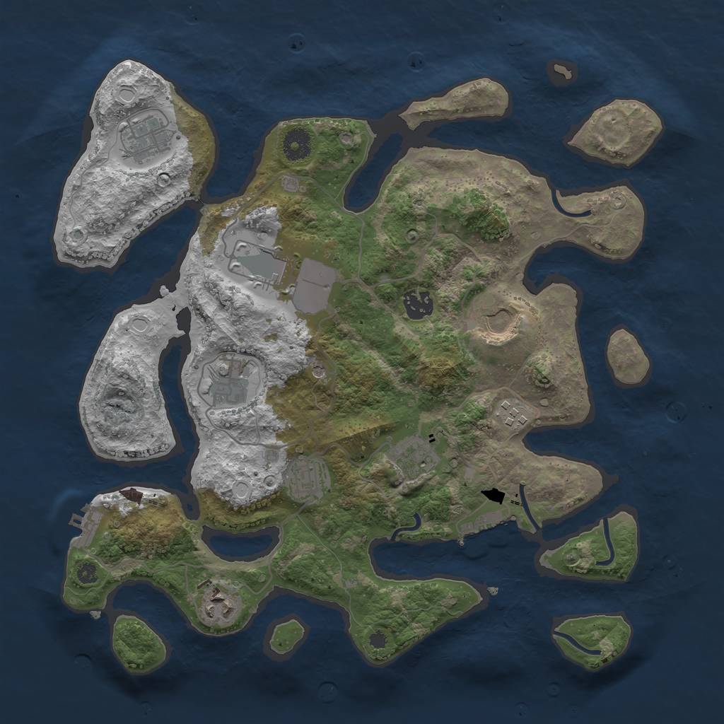 Rust Map: Procedural Map, Size: 3600, Seed: 2047, 17 Monuments