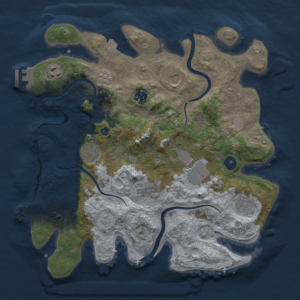 Rust Map: Procedural Map, Size: 3500, Seed: 561654, 14 Monuments