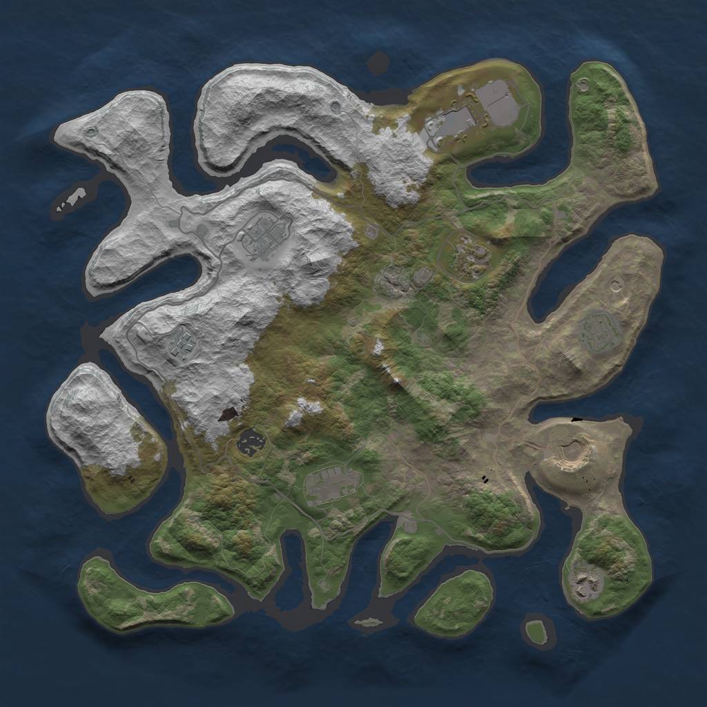 Rust Map: Barren, Size: 4000, Seed: 576782771, 12 Monuments