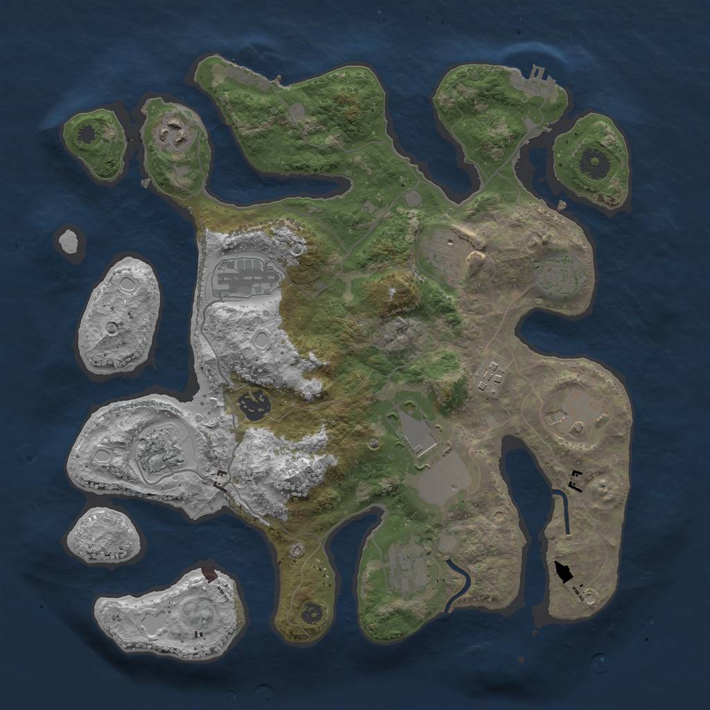 Rust Map: Procedural Map, Size: 3500, Seed: 1400494696, 17 Monuments